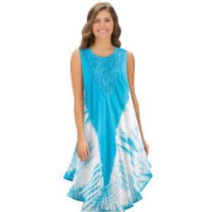 COLLECTIONS. NWOT. Tie dyed long, sleeveless Turquoise dress. Summer. Va…
